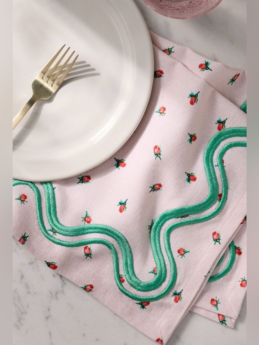 Anthropologie Madeline Napkins, Set of 2, Tulip Pink